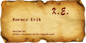 Korecz Erik névjegykártya